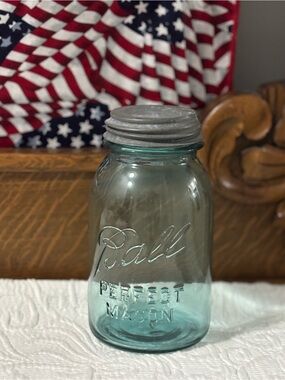 Vintage Blue Mason Jar Quart “Rare” Number 1 1923-1933